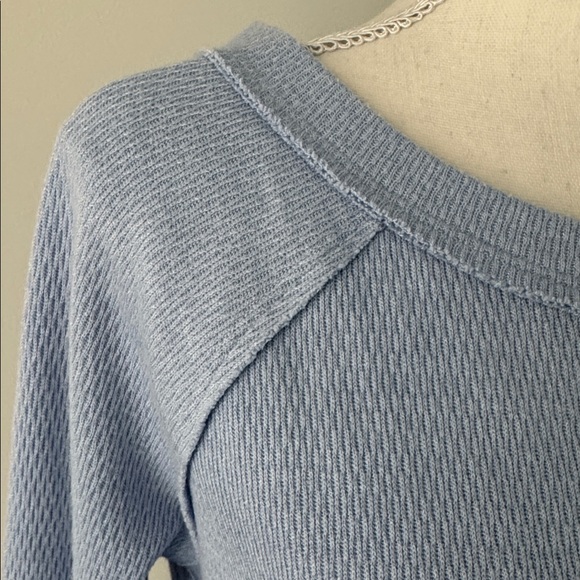 FREE PEOPLE | We The Free Snowy Thermal Blue Waffle Knit Top - Picture 7 of 11